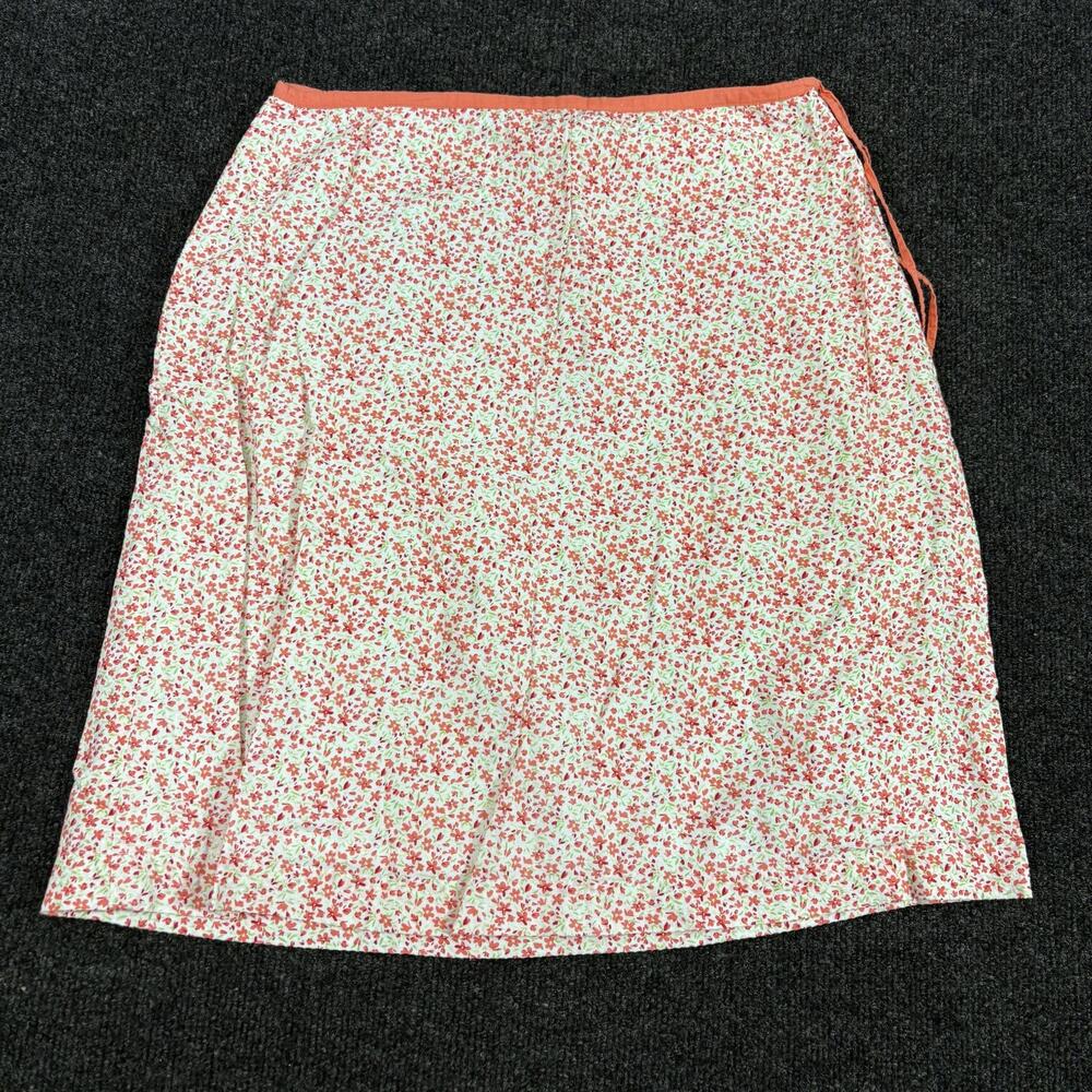 Cherokee Skirt Womens 10 Pink Floral Pleated Wrap Knee Length Cotton Casual